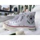 Renkli Çiçek Desenli Özel Nakışlı Beyaz Sneaker Renkli Çiçek Desenli Özel Nakışlı Beyaz Sneaker