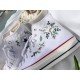 Renkli Çiçek Desenli Özel Nakışlı Beyaz Sneaker Renkli Çiçek Desenli Özel Nakışlı Beyaz Sneaker