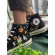 Renkli Çiçek Desenli Özel Nakışlı Siyah Sneaker Renkli Çiçek Desenli Özel Nakışlı Siyah Sneaker