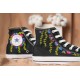 Renkli Çiçek Desenli Özel Nakışlı Siyah Sneaker Renkli Çiçek Desenli Özel Nakışlı Siyah Sneaker