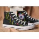 Renkli Çiçek Desenli Özel Nakışlı Siyah Sneaker Renkli Çiçek Desenli Özel Nakışlı Siyah Sneaker