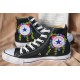 Renkli Çiçek Desenli Özel Nakışlı Siyah Sneaker Renkli Çiçek Desenli Özel Nakışlı Siyah Sneaker