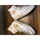 Renkli Çiçek Desenli Özel Nakışlı Beyaz Sneaker Renkli Çiçek Desenli Özel Nakışlı Beyaz Sneaker