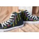 Renkli Çiçek Desenli Özel Nakışlı Siyah Sneaker Renkli Çiçek Desenli Özel Nakışlı Siyah Sneaker