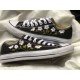 Renkli Çiçek Desenli Özel Nakışlı Siyah Sneaker Renkli Çiçek Desenli Özel Nakışlı Siyah Sneaker