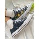 Renkli Çiçek Desenli Özel Nakışlı Siyah Sneaker Renkli Çiçek Desenli Özel Nakışlı Siyah Sneaker
