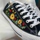 Renkli Çiçek Desenli Özel Nakışlı Siyah Sneaker Renkli Çiçek Desenli Özel Nakışlı Siyah Sneaker