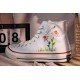 Renkli Çiçek Desenli Özel Nakışlı Beyaz Sneaker Renkli Çiçek Desenli Özel Nakışlı Beyaz Sneaker