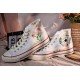 Renkli Çiçek Desenli Özel Nakışlı Beyaz Sneaker Renkli Çiçek Desenli Özel Nakışlı Beyaz Sneaker