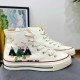 Renkli Çiçek Desenli Özel Nakışlı Beyaz Sneaker Renkli Çiçek Desenli Özel Nakışlı Beyaz Sneaker