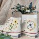 Renkli Çiçek Desenli Özel Nakışlı Beyaz Sneaker Renkli Çiçek Desenli Özel Nakışlı Beyaz Sneaker