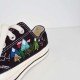 Renkli Çiçek Desenli Özel Nakışlı Siyah Sneaker Renkli Çiçek Desenli Özel Nakışlı Siyah Sneaker