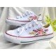 Renkli Çiçek Desenli Özel Nakışlı Beyaz Sneaker Renkli Çiçek Desenli Özel Nakışlı Beyaz Sneaker