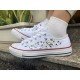 Renkli Çiçek Desenli Özel Nakışlı Beyaz Sneaker Renkli Çiçek Desenli Özel Nakışlı Beyaz Sneaker