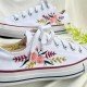 Renkli Çiçek Desenli Özel Nakışlı Beyaz Sneaker Renkli Çiçek Desenli Özel Nakışlı Beyaz Sneaker