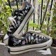 Renkli Çiçek Desenli Özel Nakışlı Siyah Sneaker
