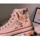 Renkli Çiçek Desenli Özel Nakışlı Beyaz Sneaker Renkli Çiçek Desenli Özel Nakışlı Beyaz Sneaker