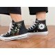 Renkli Çiçek Desenli Özel Nakışlı Siyah Sneaker Renkli Çiçek Desenli Özel Nakışlı Siyah Sneaker