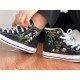 Renkli Çiçek Desenli Özel Nakışlı Siyah Sneaker Renkli Çiçek Desenli Özel Nakışlı Siyah Sneaker