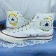 Renkli Çiçek Desenli Özel Nakışlı Beyaz Sneaker Renkli Çiçek Desenli Özel Nakışlı Beyaz Sneaker