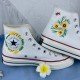 Renkli Çiçek Desenli Özel Nakışlı Beyaz Sneaker Renkli Çiçek Desenli Özel Nakışlı Beyaz Sneaker