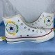 Renkli Çiçek Desenli Özel Nakışlı Beyaz Sneaker Renkli Çiçek Desenli Özel Nakışlı Beyaz Sneaker