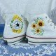 Renkli Çiçek Desenli Özel Nakışlı Beyaz Sneaker Renkli Çiçek Desenli Özel Nakışlı Beyaz Sneaker