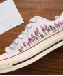 Lavanta Desenli Özel Nakışlı Beyaz Sneaker
