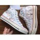 Renkli Çiçek Desenli Özel Nakışlı Beyaz Sneaker Renkli Çiçek Desenli Özel Nakışlı Beyaz Sneaker
