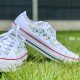 Renkli Çiçek Desenli Özel Nakışlı Beyaz Sneaker Renkli Çiçek Desenli Özel Nakışlı Beyaz Sneaker